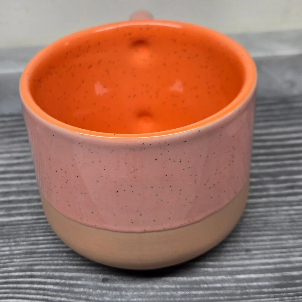 Starbucks 2018 Pink & Orange Speckled Terracotta Coffee Mug, 12oz Tri-Color Logo - Picture 6 of 15